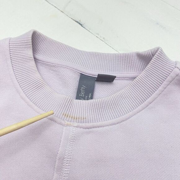 Sweaty Betty Women's Small Cotton Blend Lavender Revive Ruffle Hem Sweatshirt - Picture 2 of 10